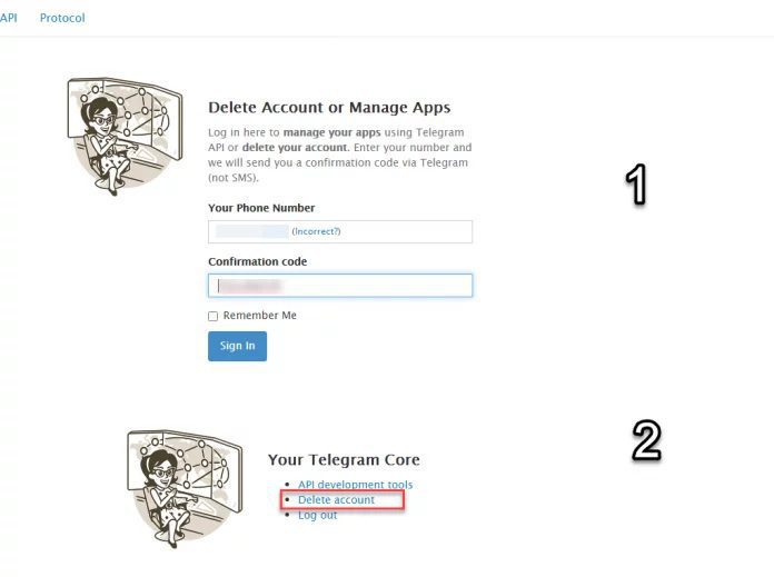 حذف اکانت تلگرام