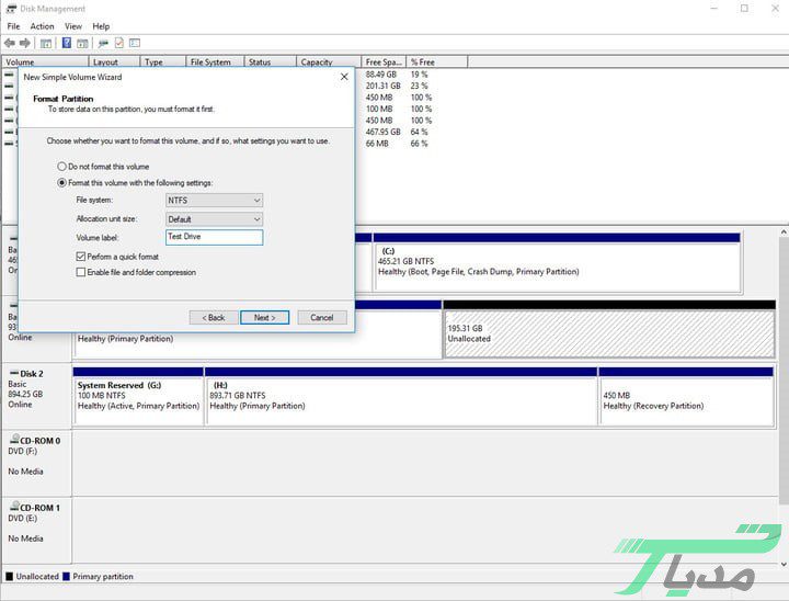 تعیین فرمت و نام