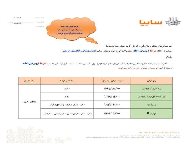 آغاز ثبت نام فروش فوری سایپا