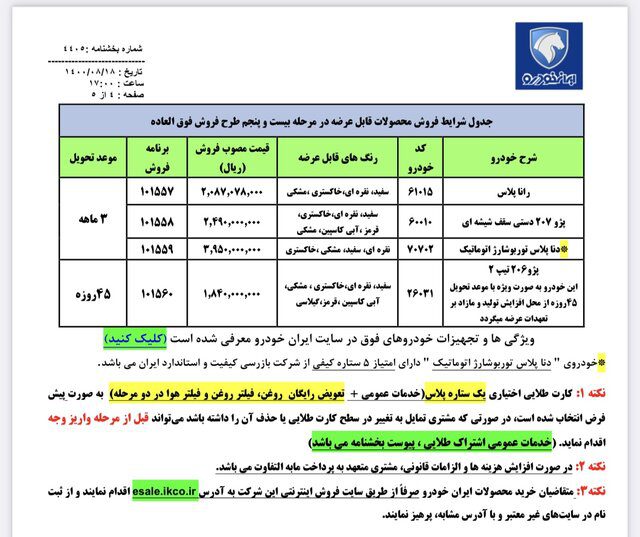 شروع فروش فوق‌العاده محصولات ایران‌خودرو با قیمت‌های جدید