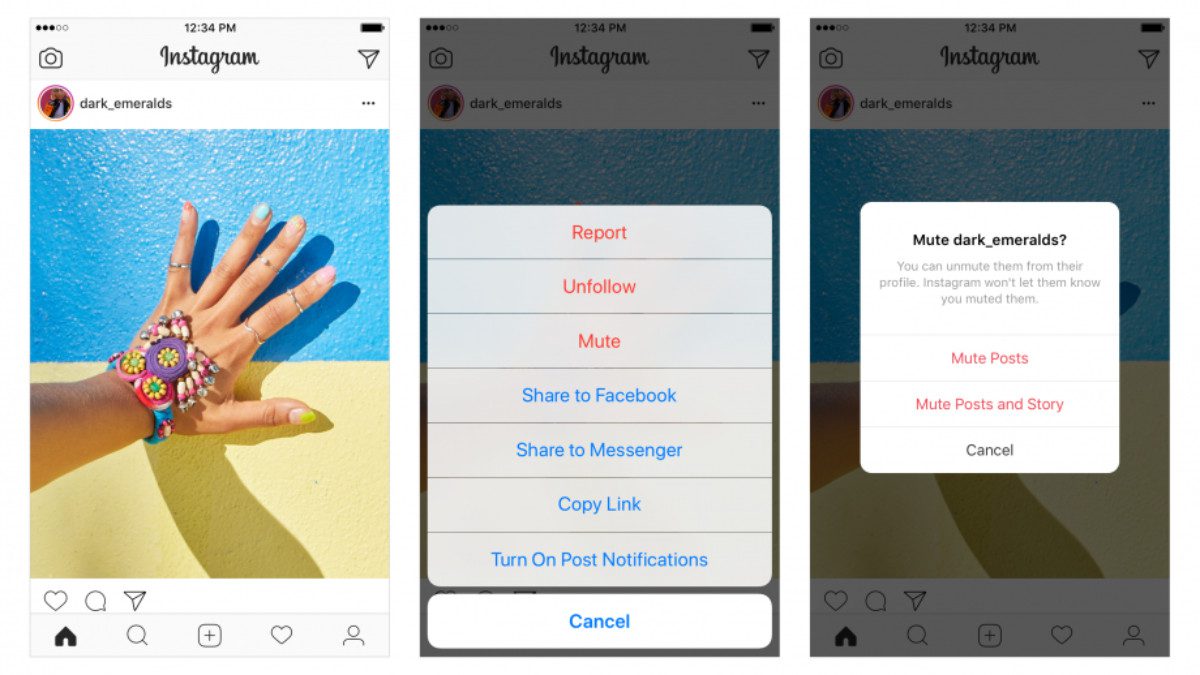 میوت کردن استوری و پست
