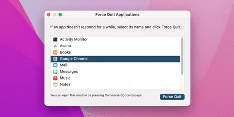 Force Quit برنامه مک