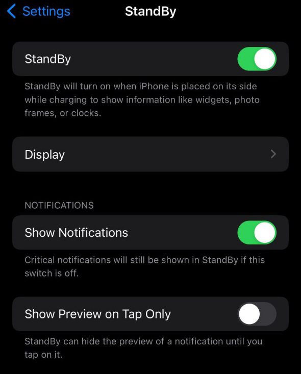 عدم نمایش اعلان در حالت استندبای