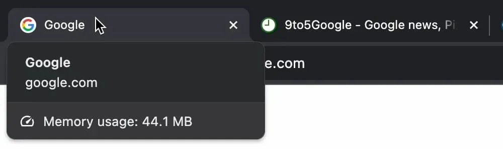 میزان رم مصرفی هر تب کروم