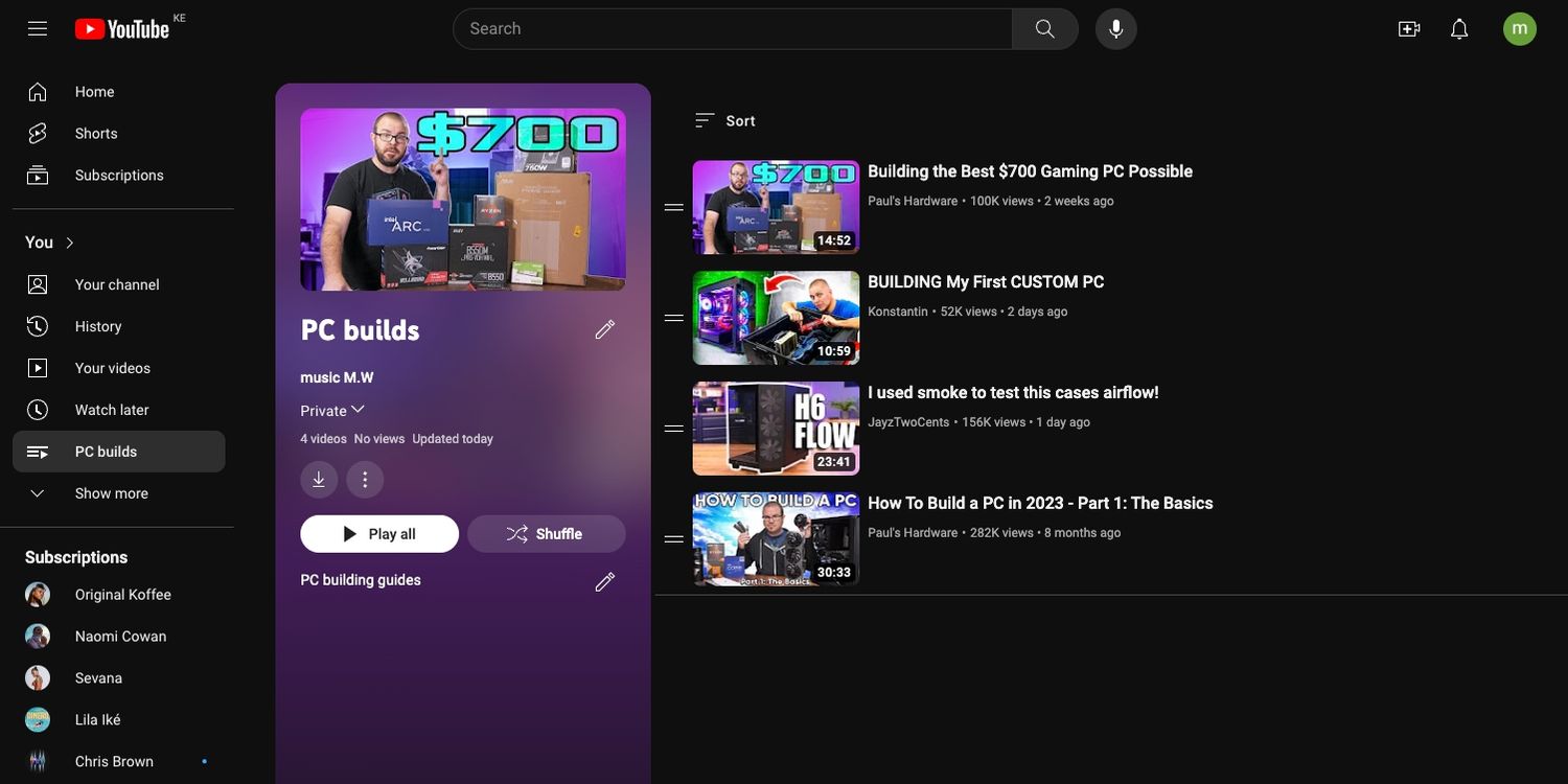 ساخت لیست پخش ویدیو در YouTube