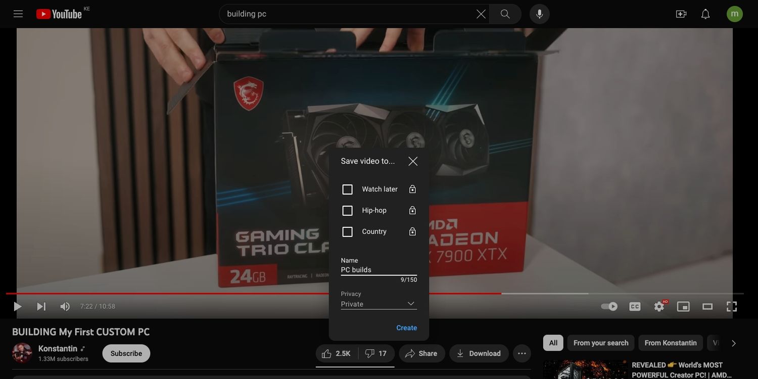 ساخت لیست پخش ویدیو در YouTube