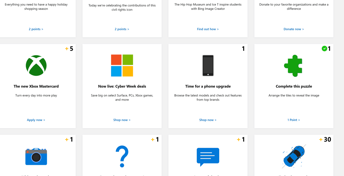 کاهش امتیاز Microsoft Rewards