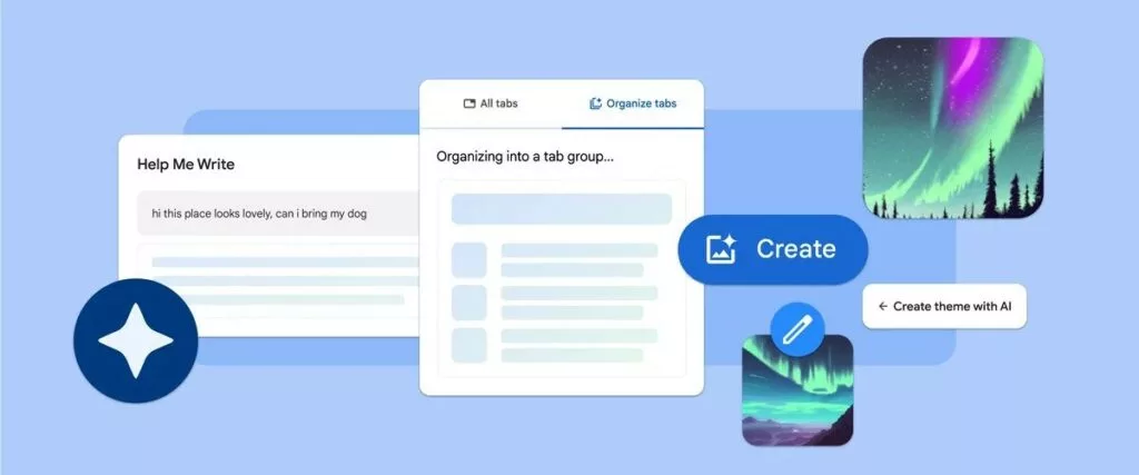 گوگل کروم با هوش مصنوعی بهروز میشود؛ دستیاری برای نوشتن، ایجاد تم و سازماندهی تبها
