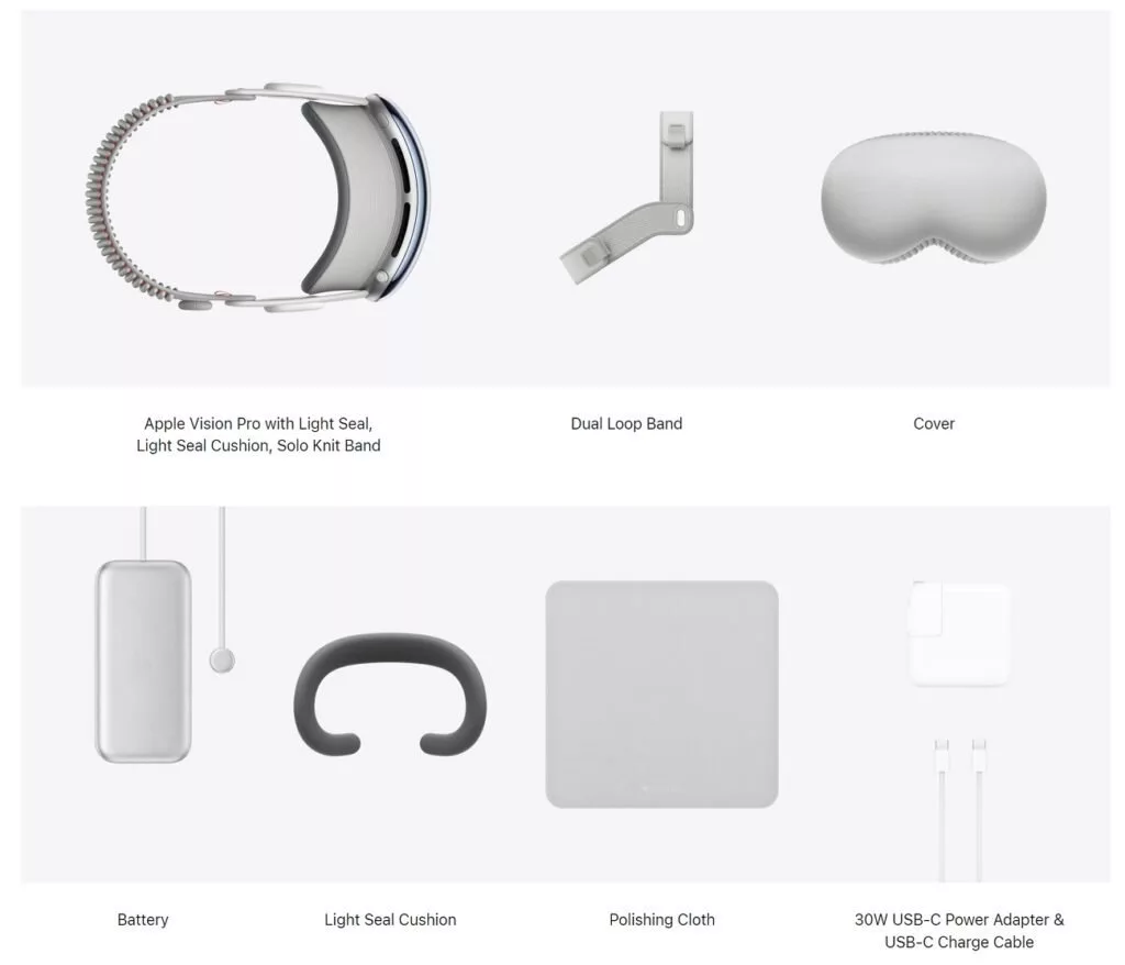 محتویات جعبه هدست ویژن پرو