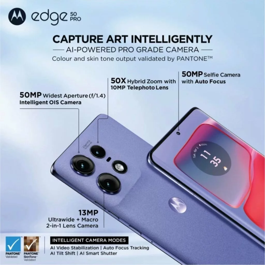 موتورولا اج 50 پرو معرفی شد؛ اولین موبایل با گواهی رنگی Pantone در نمایشگر و دوربین
