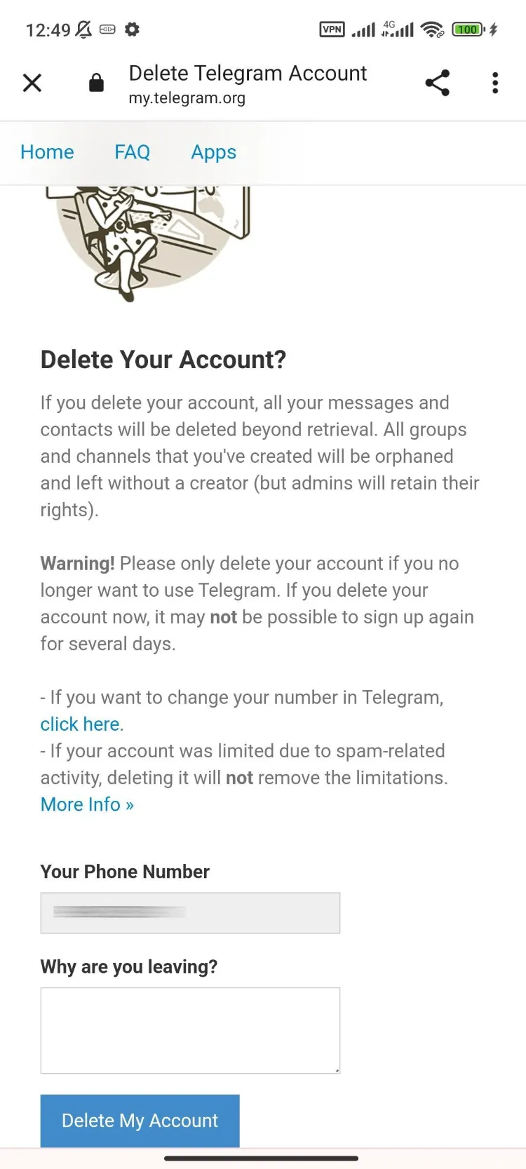 حذف دائمی اکانت تلگرام: راهنمای گام به گام