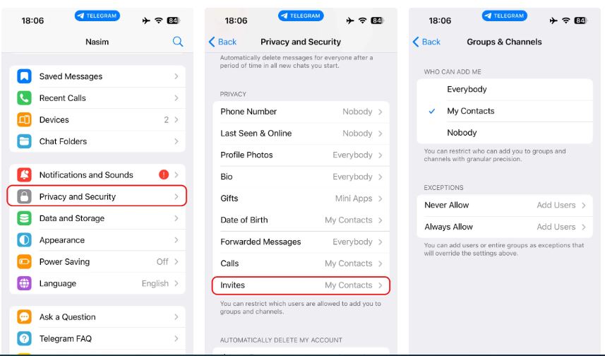 چگونه مانع اضافه شدن خودکار به گروه‌ها و کانال‌های تلگرام شویم؟