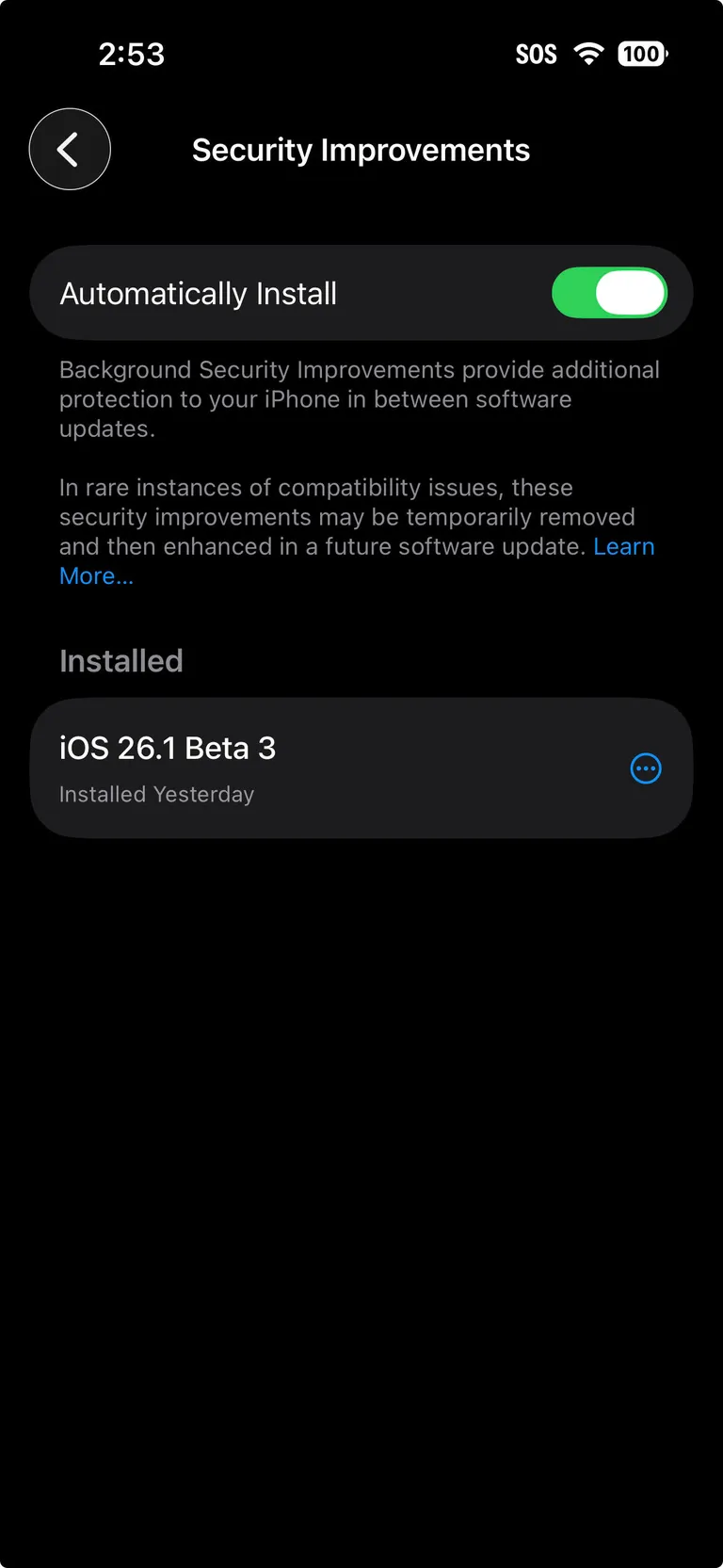قابلیت جدید iOS 26.1؛ آیفونها بهصورت خودکار بهروزرسانیهای امنیتی دریافت میکنند