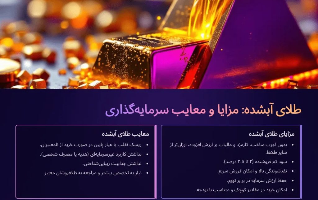 طلای آبشده یا ربع سکه؛ کدام گزینه بهتر برای سرمایه‌گذاری است